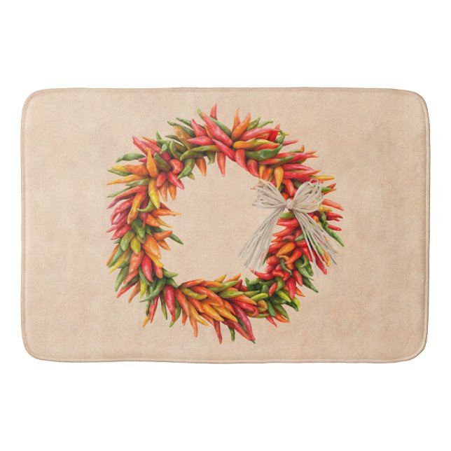 Tapis De Bain Southwest Colorful Rustic Chile Ristra Wreath  (Devant)