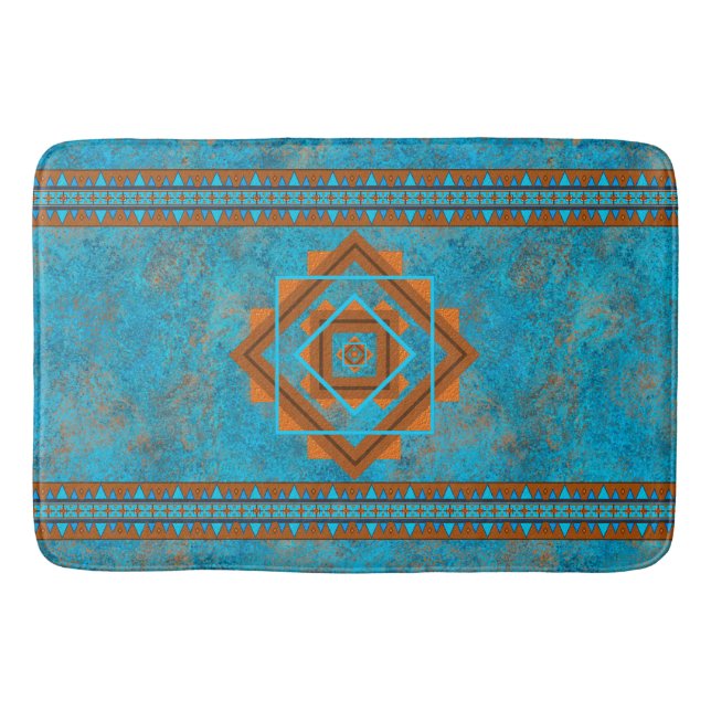 Tapis De Bain Southwest Mountain Peaks Turquoise Geometric (Devant)