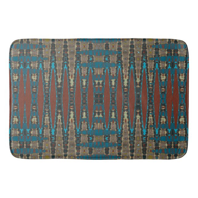 Tapis De Bain Southwestern Rust Brown Turquoise Mosaic Zigzag Mo (Devant)