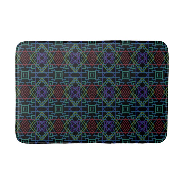 Tapis De Bain Southwestern Symmetrical Tiled Pattern Line Art (Devant)