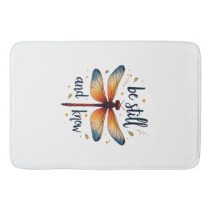 Tapis De Bain Soyez calme et connaissez Floral Dragonfly Christi