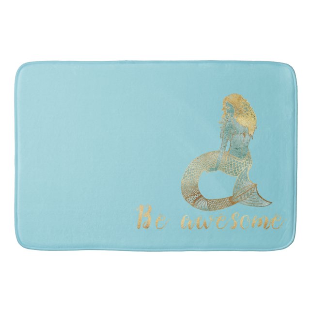 Tapis De Bain Soyez génial Gold Aqua Sparkle Mermaid (Devant)