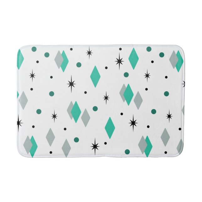 Tapis De Bain Space Age Diamonds Turquoise White (Devant)