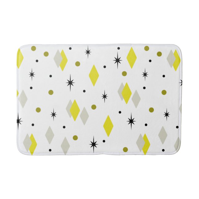 Tapis De Bain Space Age Diamonds Yellow Gray White (Devant)