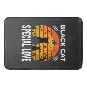 Tapis De Bain Spécial Chat Noir Halloween Amour Design Gothique