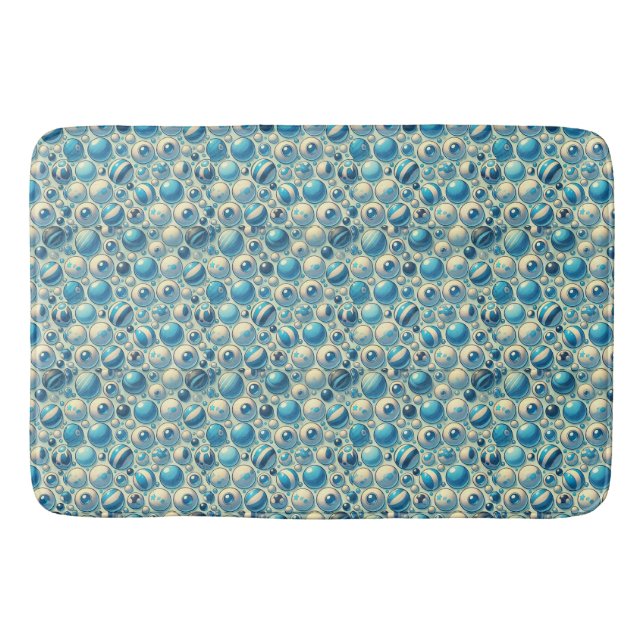 Tapis De Bain Sphères décoratives bleues et blanches vibrantes (Devant)