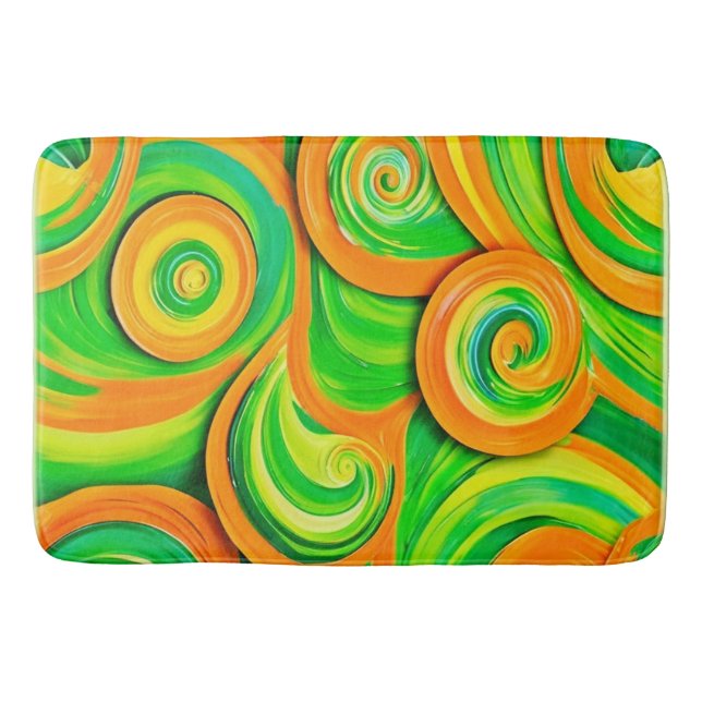 Tapis De Bain Spirale verte et orange (Devant)