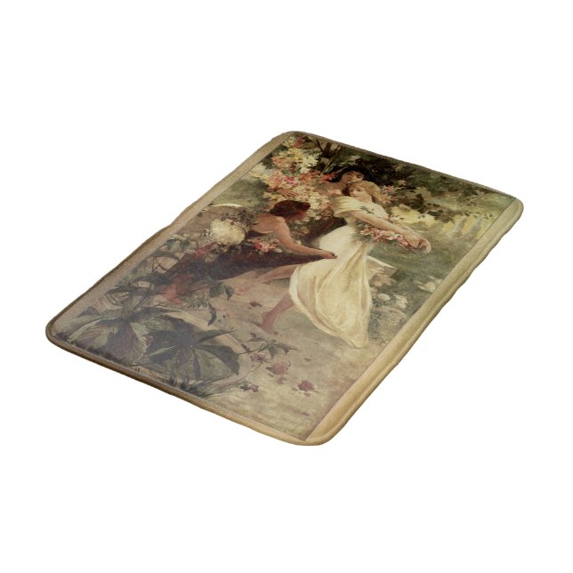 Tapis De Bain Spirit Of Spring par Alphonse Mucha (Angle)