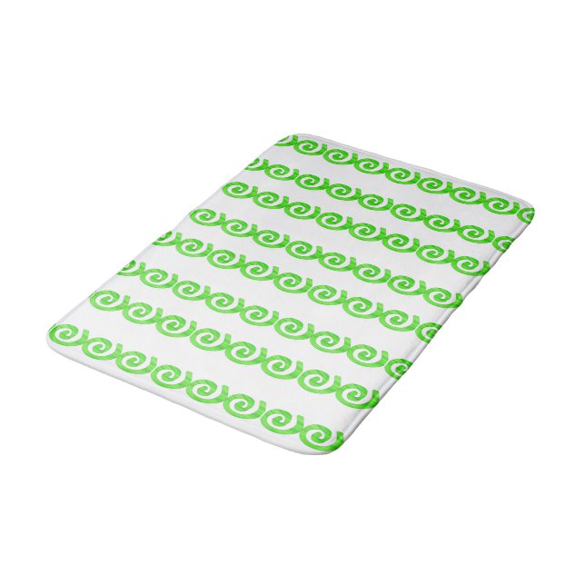 Tapis De Bain Spiritueux vert brillant motif sur blanc (Angle)