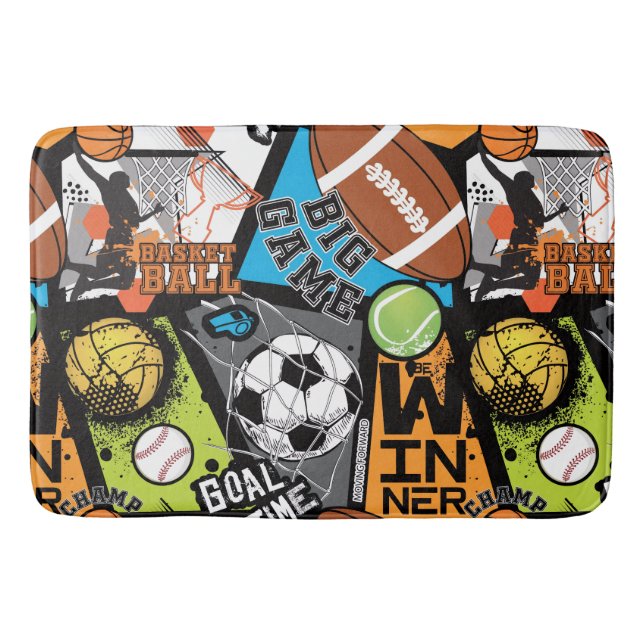 Tapis De Bain Sport Pattern With Balls (Devant)