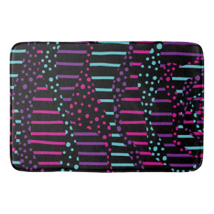 Tapis De Bain Spots et rayures 2 - rose, pourpre, bleu et noir