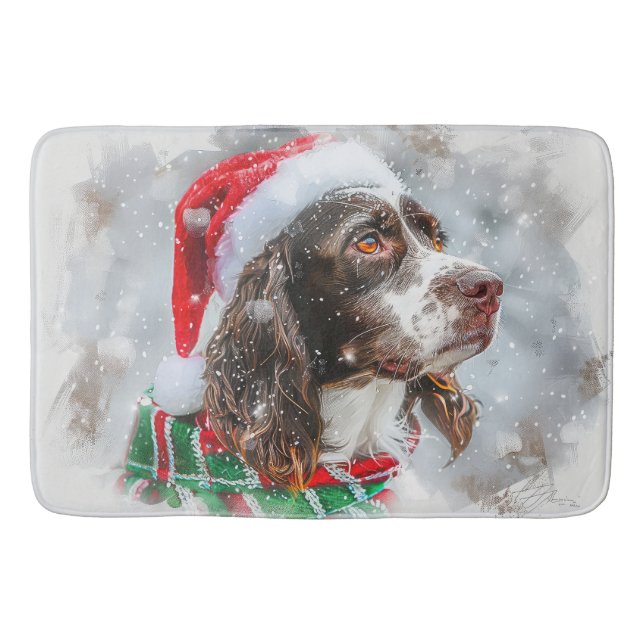 Tapis De Bain Springer Spaniel de Noël Festif (Devant)