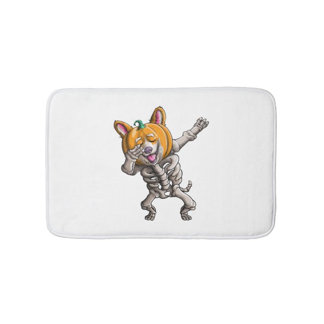 Tapis De Bain Squelette de Dabbing Corgi Mignon Corgi d'Hallowee (Devant)