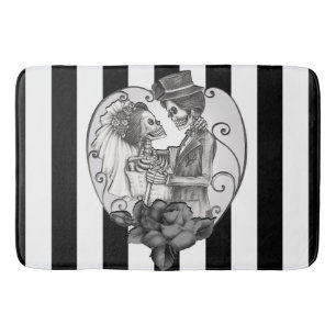 Tapis De Bain Squelette rayé couple d'amoureux danse de mariage