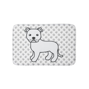 Tapis De Bain Staffie anglais blanc Chien de dessin animé mignon