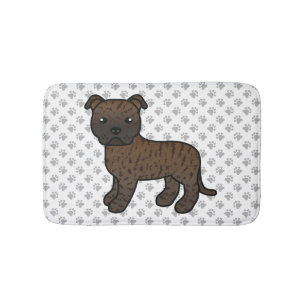 Tapis De Bain Staffie anglais bringé Chien de dessin animé migno