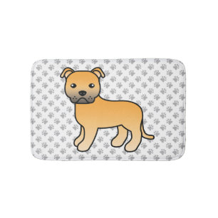Tapis De Bain Staffie anglais Fawn Mignon Chien de dessin animé
