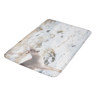 Tapis De Bain Stag gracieux en hiver 1 #animal #art