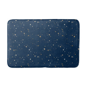 Tapis De Bain Star d'or sur le Motif de nuit bleu