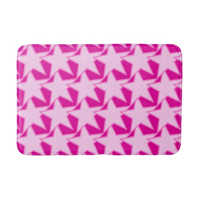 Tapis De Bain Star moderne géométrique - rose pâle et fuchsia (Devant)