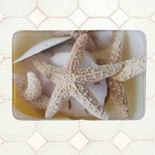 Tapis De Bain Starfish et dollars de sable blanc crémeux Côtier