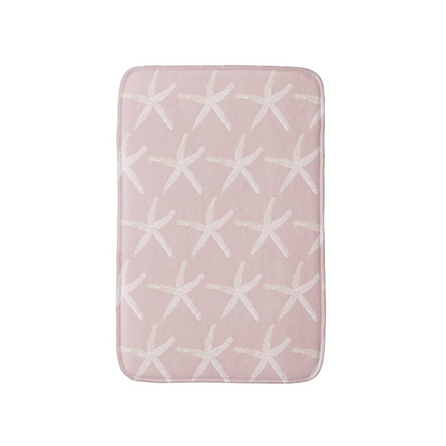 Tapis De Bain Starfish Motifs Plage Nautique Rose Peach Blanc (Devant (Vertical))