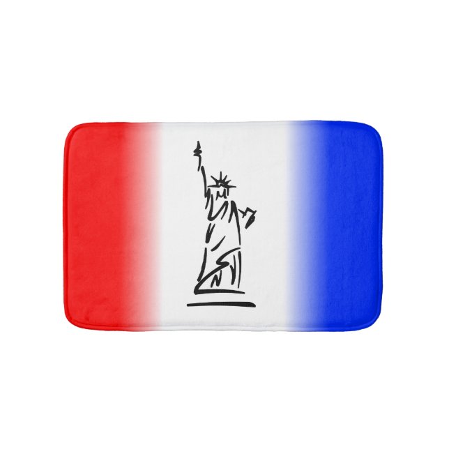 Tapis De Bain Statue de la Liberté Rayure Rouge Blanc Bleu (Devant)
