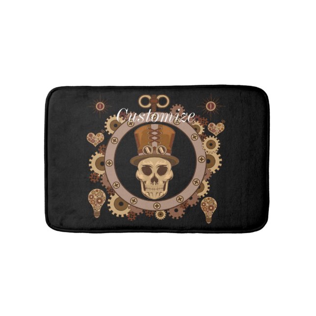 Tapis De Bain Steampunk Thème Top Hat Skull Thunder_Cove (Devant)
