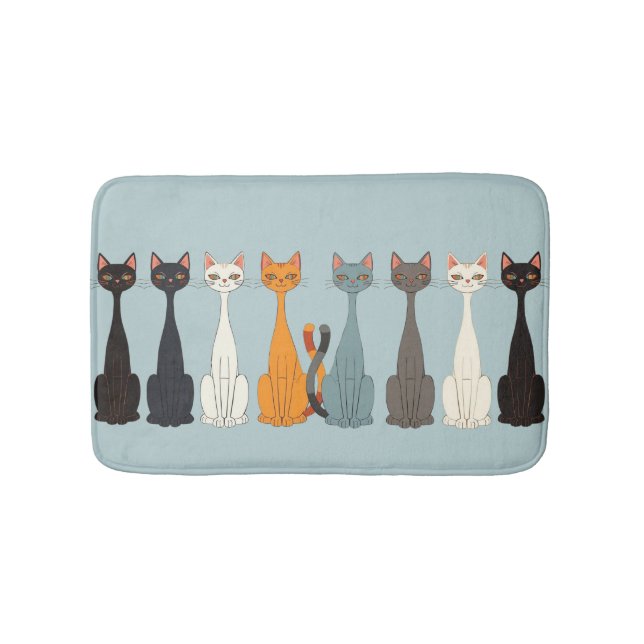 Tapis De Bain Still Tired Cats - Cat Mom Lover - Blue Graphic (Devant)