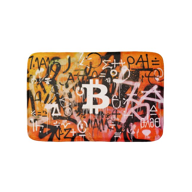 Tapis De Bain Street Art "Bitcoin Graffiti" (Style #3) (Devant)