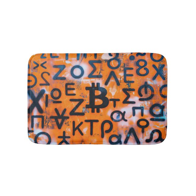Tapis De Bain Street Art "Bitcoin Graffiti" (Style #5) (Devant)
