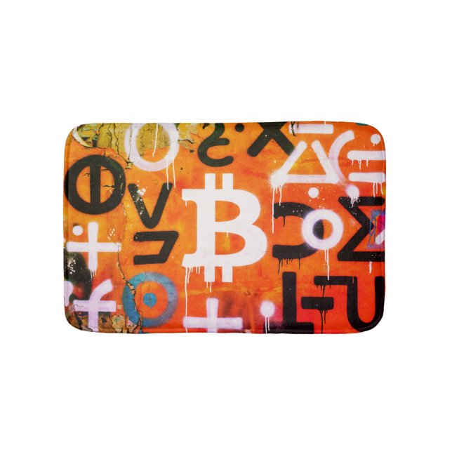 Tapis De Bain Street Art "Bitcoin Graffiti" (Style #6) (Devant)