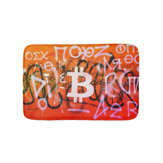 Tapis De Bain Street Art "Bitcoin Graffiti" (Style #9) (Devant)