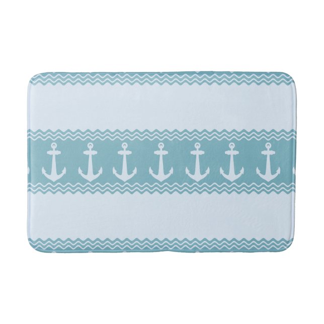 Tapis De Bain Stripes Blue Nautical (Devant)