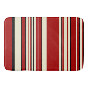 Tapis De Bain Stripes complexes - Rouge & Crème