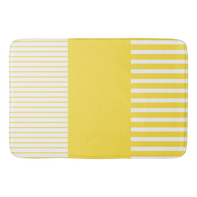 Tapis De Bain Stripes de pop couleur - Citron jaune et blanc (Devant)