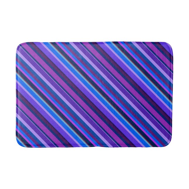 Tapis De Bain stripes en bleu et purple (Devant)
