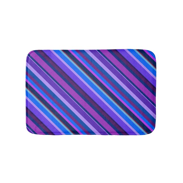 Tapis De Bain stripes en bleu et purple (Devant)