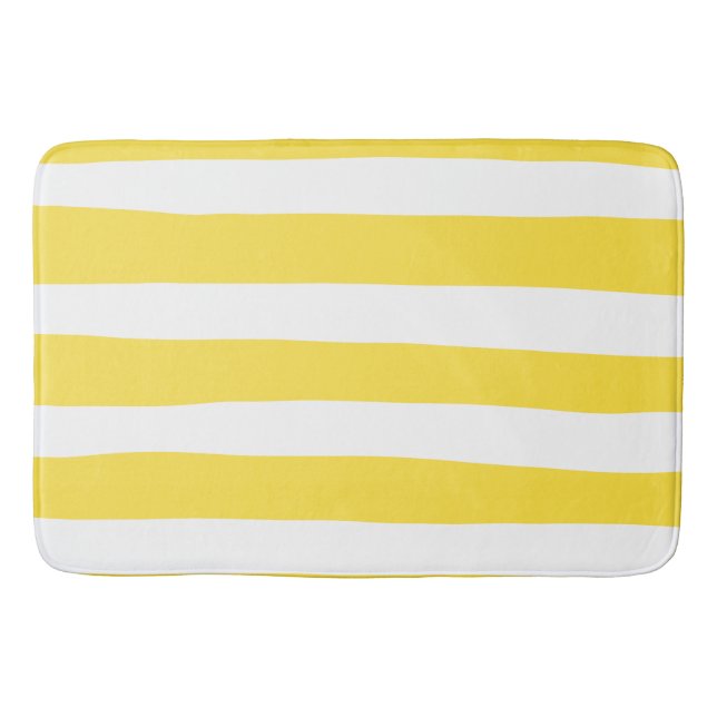 Tapis De Bain Stripes inégales - Citron jaune et blanc (Devant)