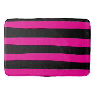 Tapis De Bain Stripes inégales - Magenta et noir