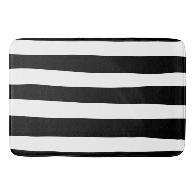 Tapis De Bain Stripes inégales - Noir et blanc (Devant)