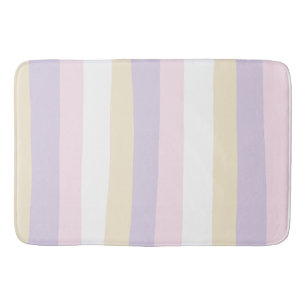 Tapis De Bain Stripes inégales - rose pastel, jaune et violet