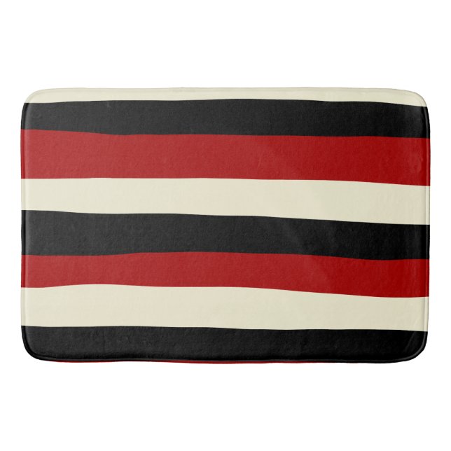 Tapis De Bain Stripes inégales - Rouge et Crème (Devant)