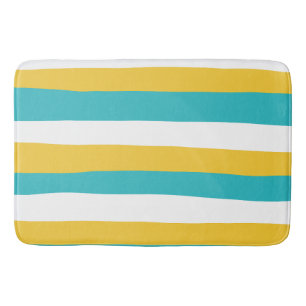 Tapis De Bain Stripes inégales - Turquoise et Jaune