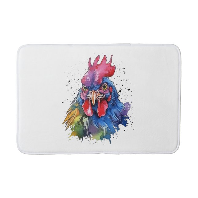 Tapis De Bain Style d'aquarelle de poulet du coq du pays (Devant)