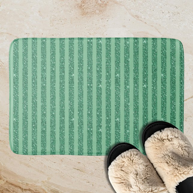 Tapis De Bain Style de bandes verticales en jade vert classique  (Créateur téléchargé)