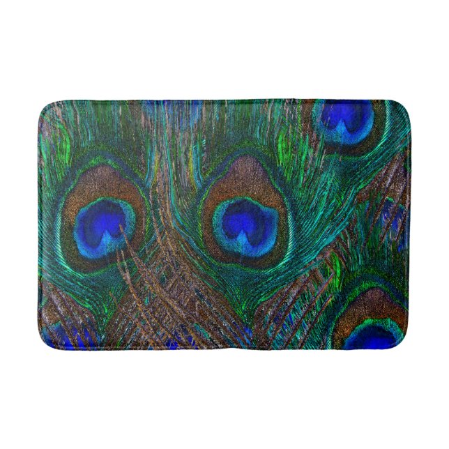 Tapis De Bain Style Etching Peacock de minuit (Devant)