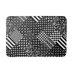 Tapis De Bain Style minimaliste Motif mixte noir blanc