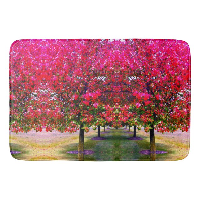 Tapis De Bain Style monet rose paysage d'automne, feuille rose (Devant)