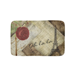 Tapis De Bain Style Paris classique Vintage - Rose rouge